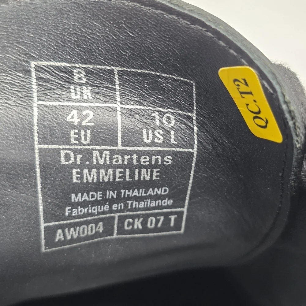 Dr Martens Emmeline Women's Black Leather 5 Eye Ankle Boots Size 10 Pre-owned